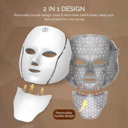 7-Color Wireless LED Light Therapy Mask for Face & Neck