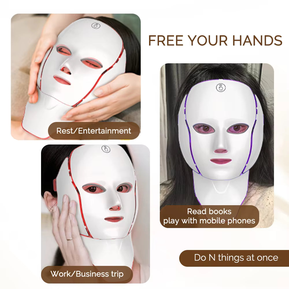 7-Color Wireless LED Light Therapy Mask for Face & Neck