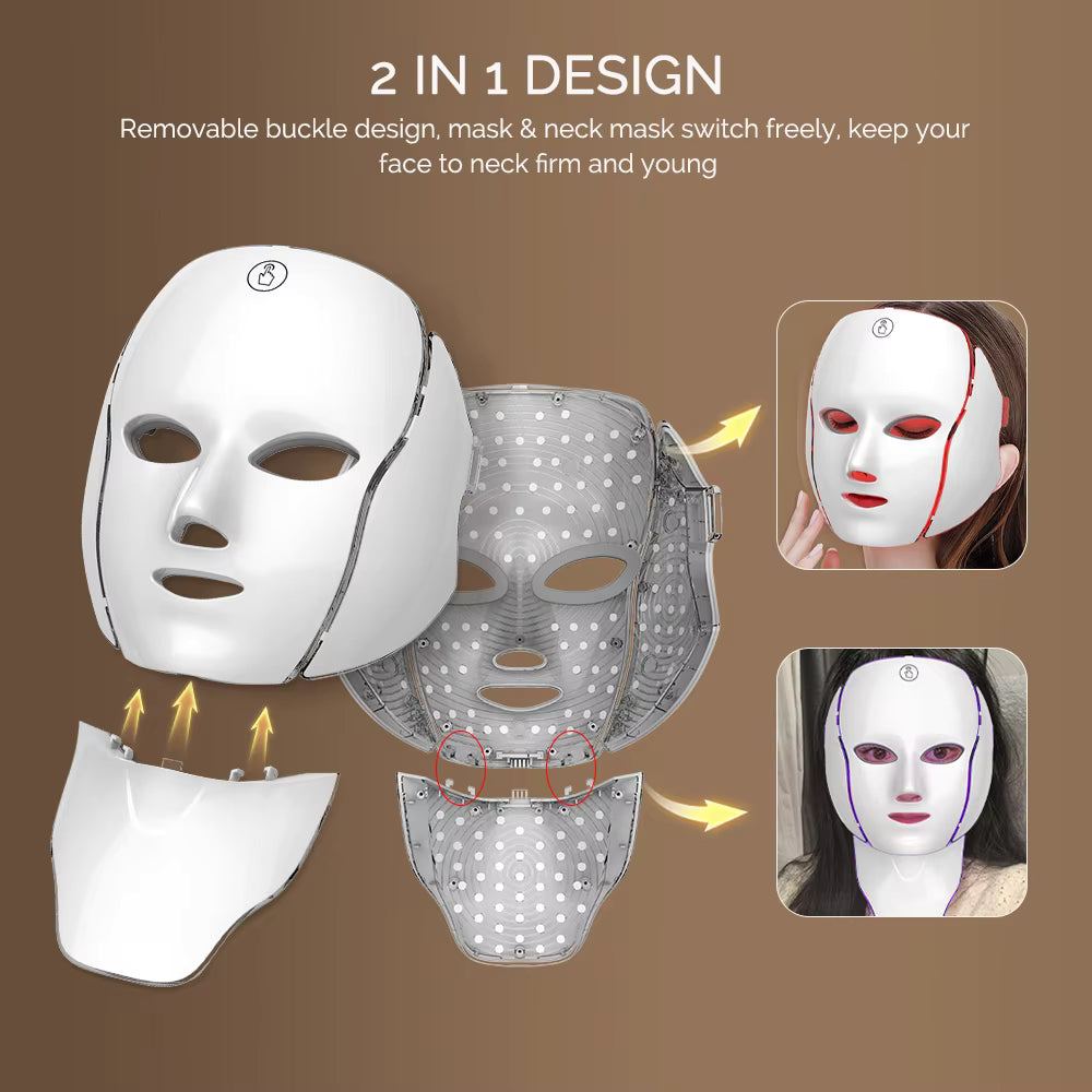 7-Color Wireless LED Light Therapy Mask for Face & Neck