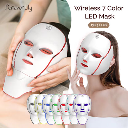 7-Color Wireless LED Light Therapy Mask for Face & Neck