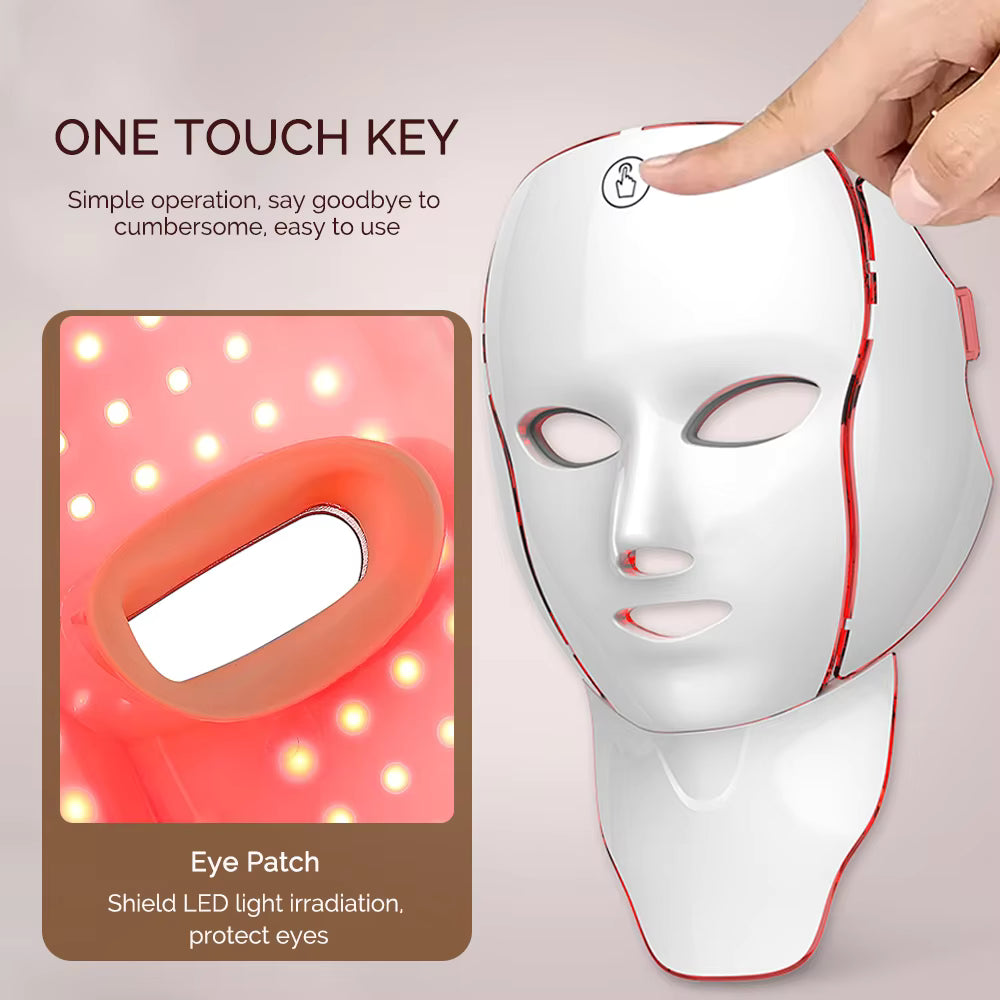 7-Color Wireless LED Light Therapy Mask for Face & Neck