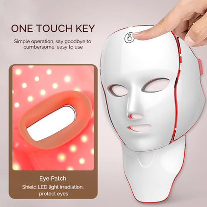 7-Color Wireless LED Light Therapy Mask for Face & Neck