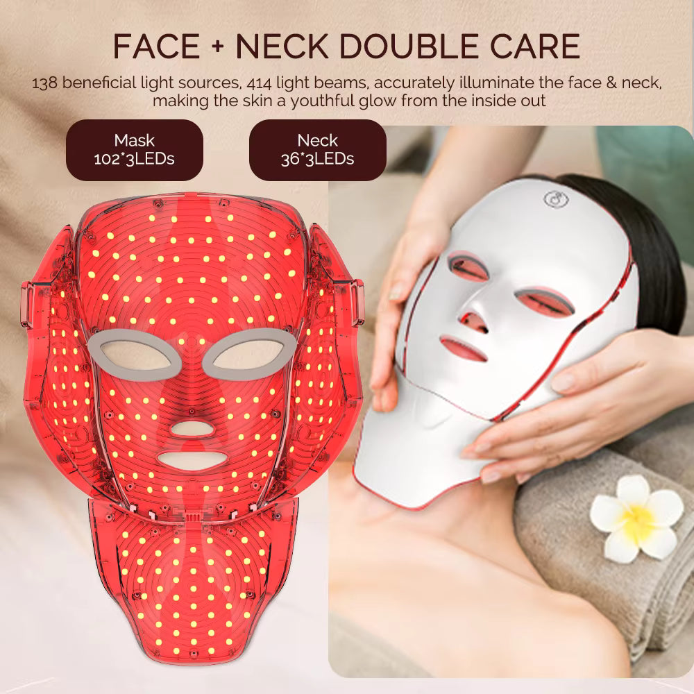 7-Color Wireless LED Light Therapy Mask for Face & Neck